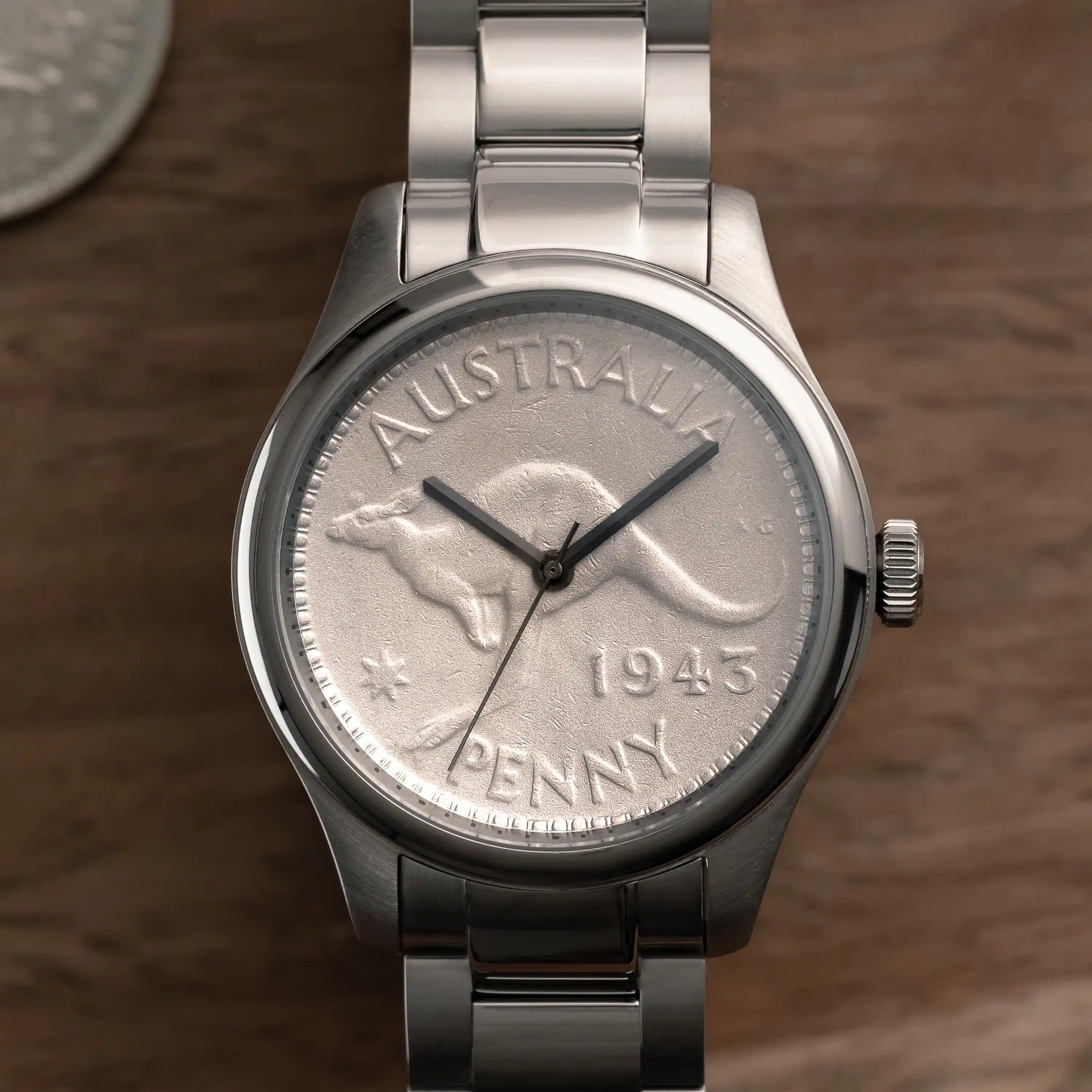 Stainless Steel case, Kangaroo Penny Dial – COINWATCH